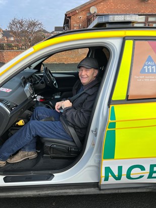 Back in the ambulance after all these years. Just look at that smile.