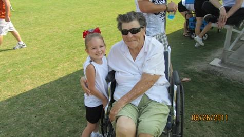 Grandma and Trinity on Sept 10, 2011 at Trinity's first game!