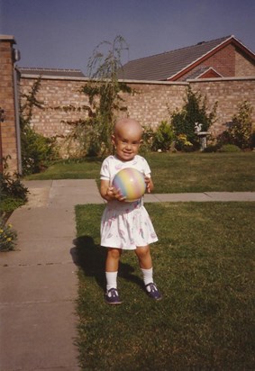 Rachel June 1989 Returned home after first time at Addenbrookes (neurosurgery)