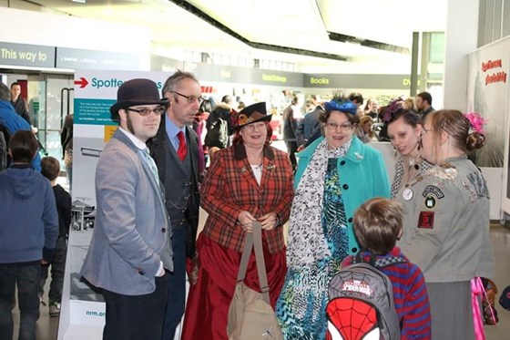 Altogether for the last time on my birthday at the Steampunk gathering at the National Railway Museum York 2015