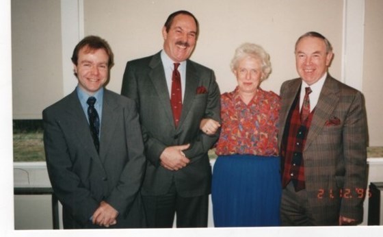 Donald with  Jeremy Hawley, Ann Nelson and John Ellis at W Hawley & Son Ltd, mid-1990's