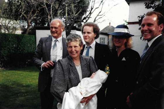 Harriet’s Christening in Surrey in 1988 - 'with her great niece’.