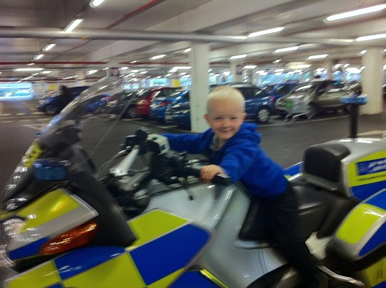 Pure cheekyness got him sitting on this bike! i wonder where he gets it from!