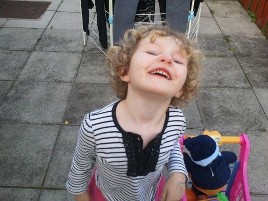Lottie-May smiling for a Tenner. :-) For her Uncle Daniel. x