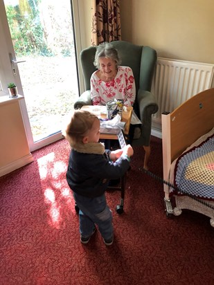 Mum adored Rory her Great Grandson and loved his visits!