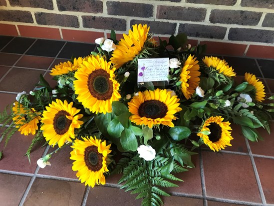 Floral tribute from Alan’s brother and sisters-in-law