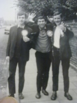 Oz, Rich and Jim. On our way to the QPR match to see our beloved Lions. Late 1960.