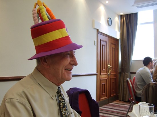 80 th Birthbay. A silly hat. A happy occasion that I know that he enjoyed.