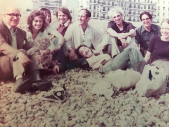 John with LSHTM colleagues on the beach at Brighton c.1977