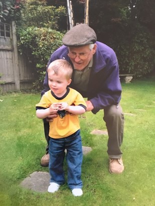 Charlie loved being in the garden with grandad