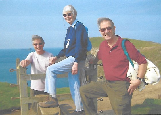 On the Cornwall Coastal path near Padstow with brothers, Robert (left) and John. 2008
