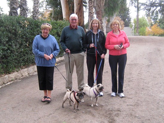 Redlands, CA  November 2011 walking Daisy and Lucy