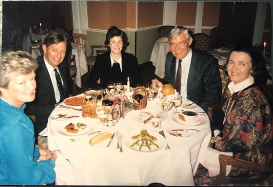 From Julie & Iain Maitland with Michael & Nan Astley at The Savoy, 1986