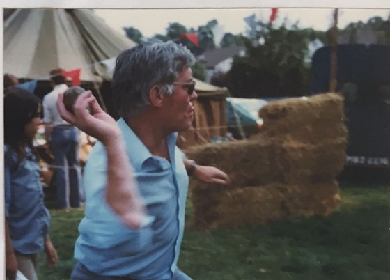 JJ shying at a coconut at the Ashwell show - August bank holiday...