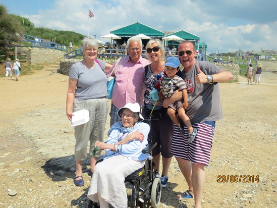 Betty at Hive beach with Jane and her family