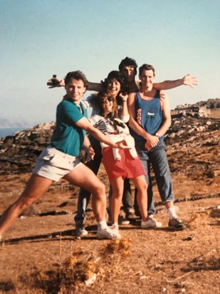 Bertold, Petra, Pirin, David and Ian on top of Paros Oct 1988