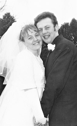 Julie and Barry on their wedding day.