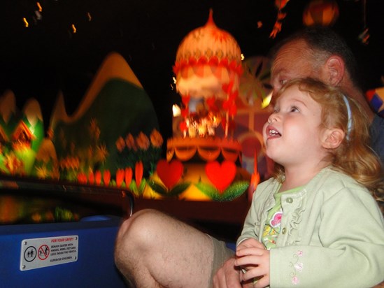 "It's a Small World" at Disney. Madison was in awe.