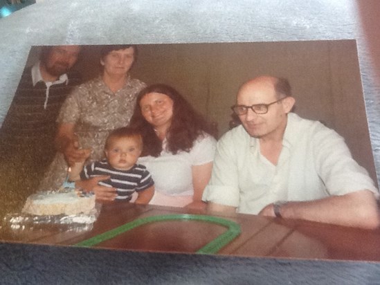 Dad, Nancy, Mum & Syd with Grandson Geoff - 1st Birthday