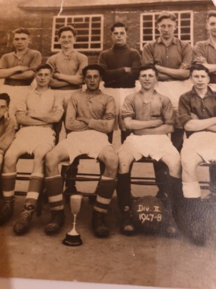 Brian when he was in the school football team 1947 (sat with the ball)