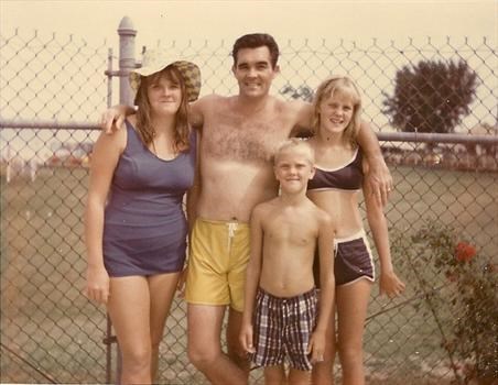 Dad and Kids at the Colonial Beach Pool 1968
