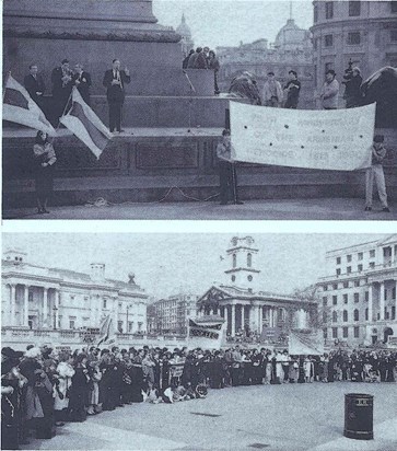 Stan speaking at Trafalgar Sq. in support of demands for Turkey to acknowledge the Armenian Genocide of 1915; Members of the Armenian community at the rally. Date: 24.4.1990