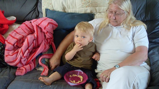 Glenys with her youngest grandson Tarran when he was about 18 months old.