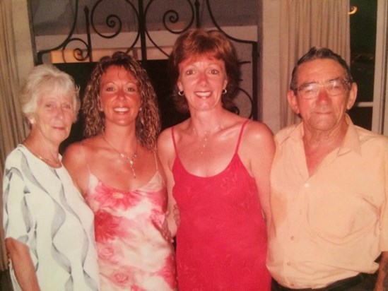 Maisie, Alison, Jennifer and Sid in Barbados 2003