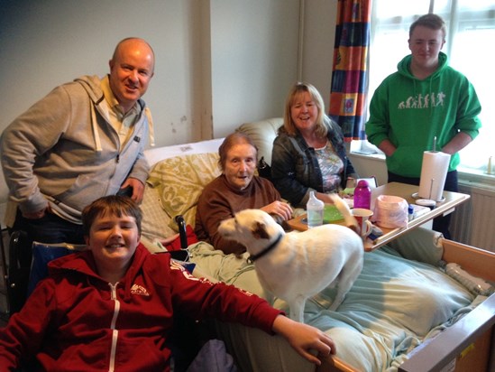 Mums favourite visitor - Bailey The  Dog - whoops I meant Brendan, Joann, Tom and Danny Fitzgerald  