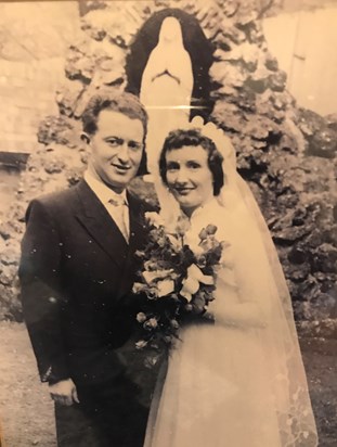 Mum and Dad on their Wedding Day The Sacred Heart Church, Quex Road, Kilburn, London. 29th March 1959