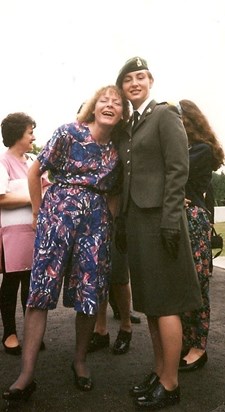 Passing out parade at Guildford with mum 1992