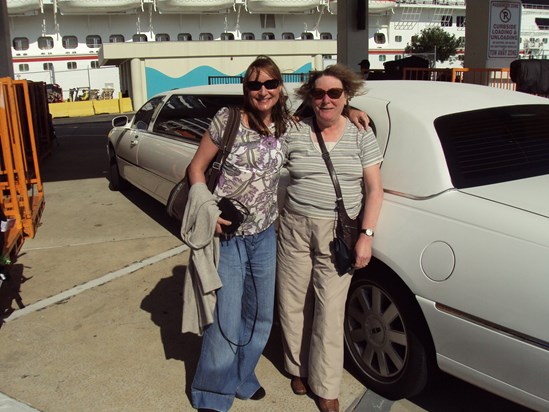 Me and mum with our limo at Port Canaveral, Florida 2010