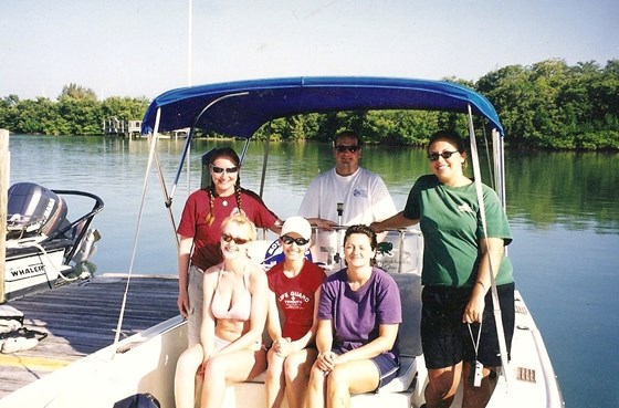 with Earthwatch expedition shipmates setting sail in search of dolphins - Sarasota 2004