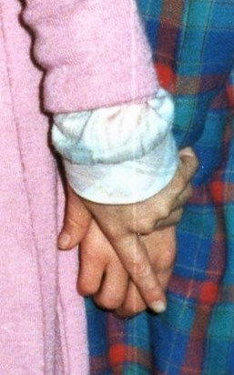 Claire holding Rebecca's Hand