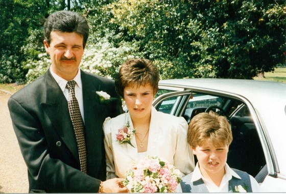 Sidcup May 1995-Karah with her Dad & brother Joe