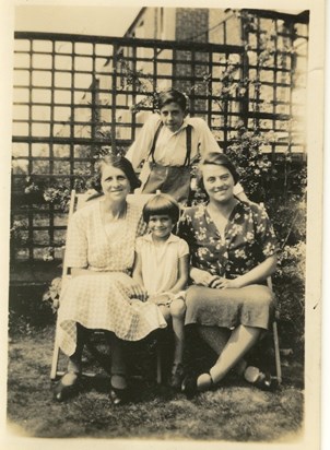 Audrey with her mum, aunt and brother