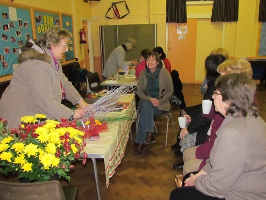 Jan 2011 - Pat given a demonstration of flower arranging at St Peter's Church at a ladies craft evening