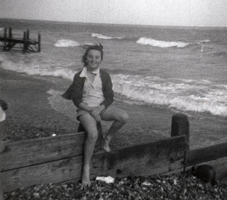 1959, Mum on the beach, age 12.