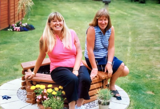 Sally & Heather trying out the new pond.