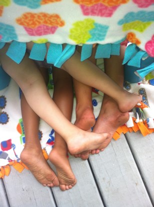 Dirty feet: Charlie, Esther and Lola. Summer 2012