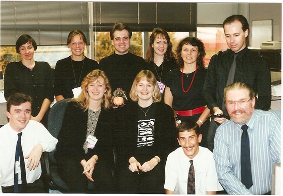 Halloween 1995ish Call Handling Bristol: Janet with a touch of red of course!