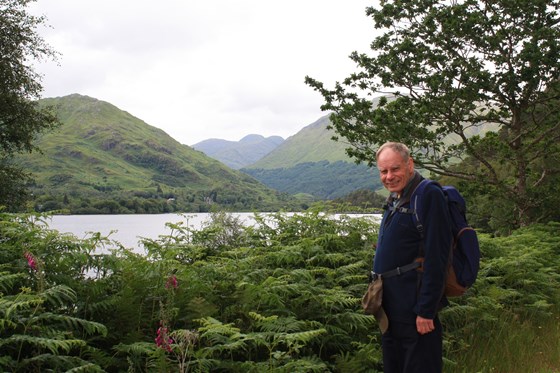 In Scotland enjoying what he loved so much-walking.