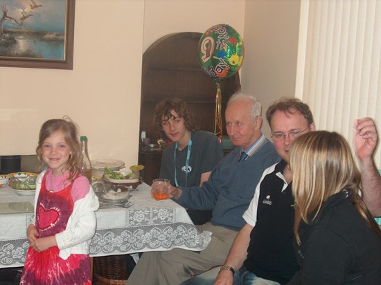 Someone's birthday, from left to right, Iona, Alex, John, Kevin and Lauren