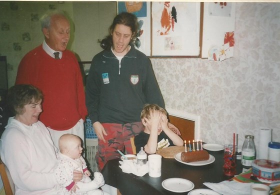 Alex's 5th birthday with Grandad John, Daddy, Nanny Barbara and Jade