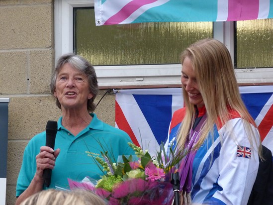 Julia with Steph Millward in September 2012 after the successful London Para Olympics at Corsham Sports Centre