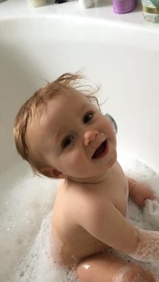 Freddie having his bath time with Nanny 