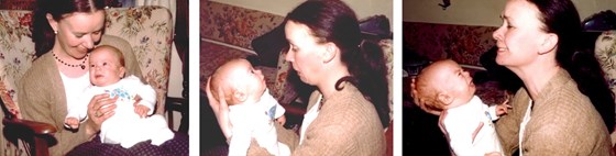 Lesley with Godson Henley in 1982....all was well till he started crying!!!