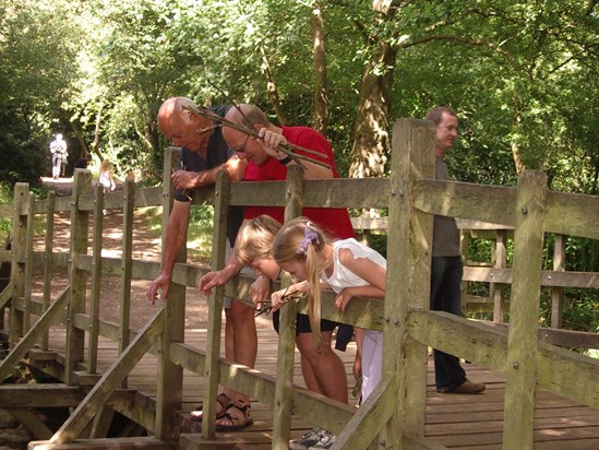 August 2006 - Playing Pooh sticks, Ashdown Forest
