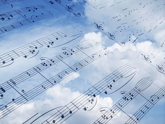 Music notes in sky