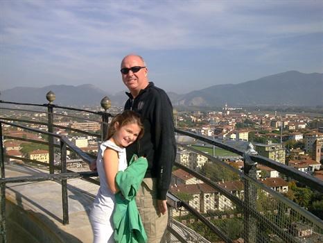 Dad and Libby on top of the Leaning tower of Pisa